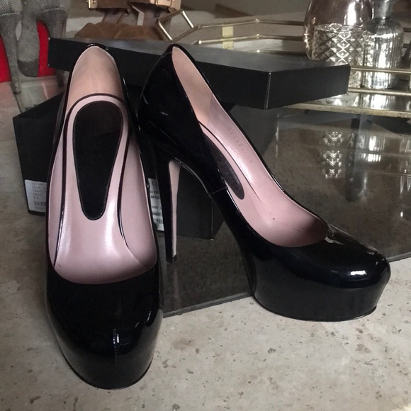 Gucci black patent leather platforms sz 8 w/box - Picture 2 of 9